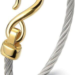 Stainless Steel Infinity Love Bangle Bracelet Women Silver Gold Two-Tone